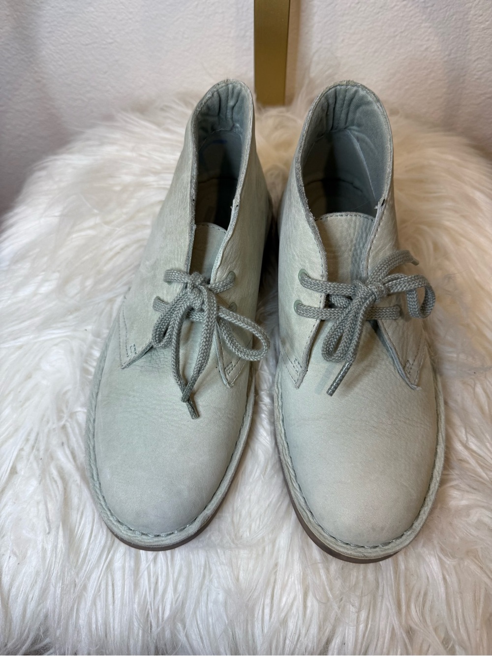 Clarks Sage Green Suede Desert Boots